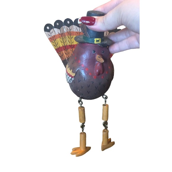 EUC 90s VTG Thanksgiving Fall Turkey Pilgrim Shelf Sitter Figurine Hand Painted - Picture 6 of 10